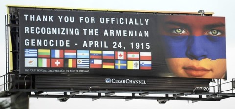 A billboard thanking countires that recognize genocied against Armenians is seen Wednesday, April 17, 2013, along I-95 in Pompano Beach. Photo courtesy of Joe Cavaretta, SunSentinel